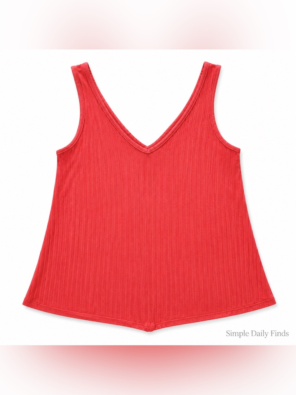 Mudd Coral Red Ribbed V-Neck Tank Top Y2K Women’s Small